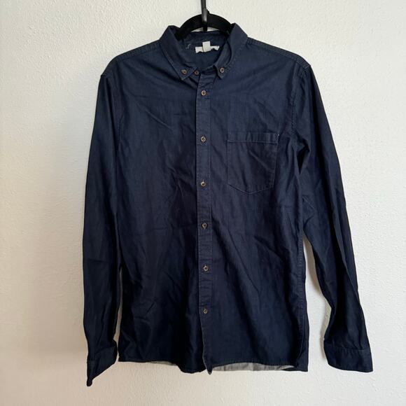 COS Blue Lightweight Denim Collared Button Down Shirt Long Sleeve Sz S Men's - Picture 1 of 2